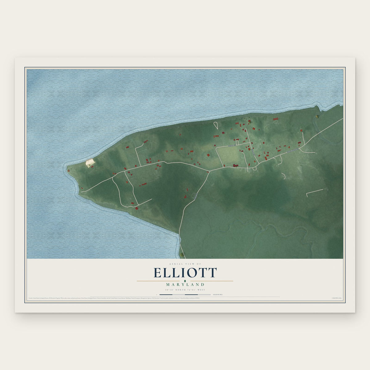 Elliott, Maryland map print, the full design