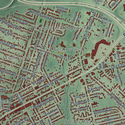 Close-up of the map of Essex, Maryland print showing street and building detail