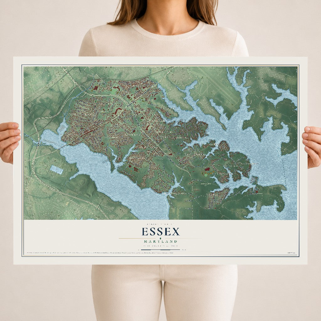 Map of Essex, Maryland, 18 x 24 inch unframed archival matte print