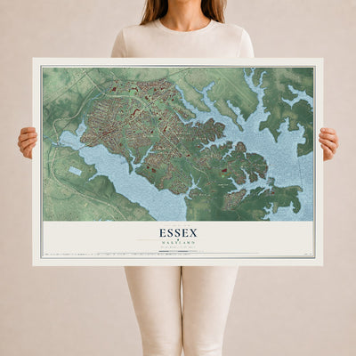 Map of Essex, Maryland, 24 x 36 inch unframed archival matte print