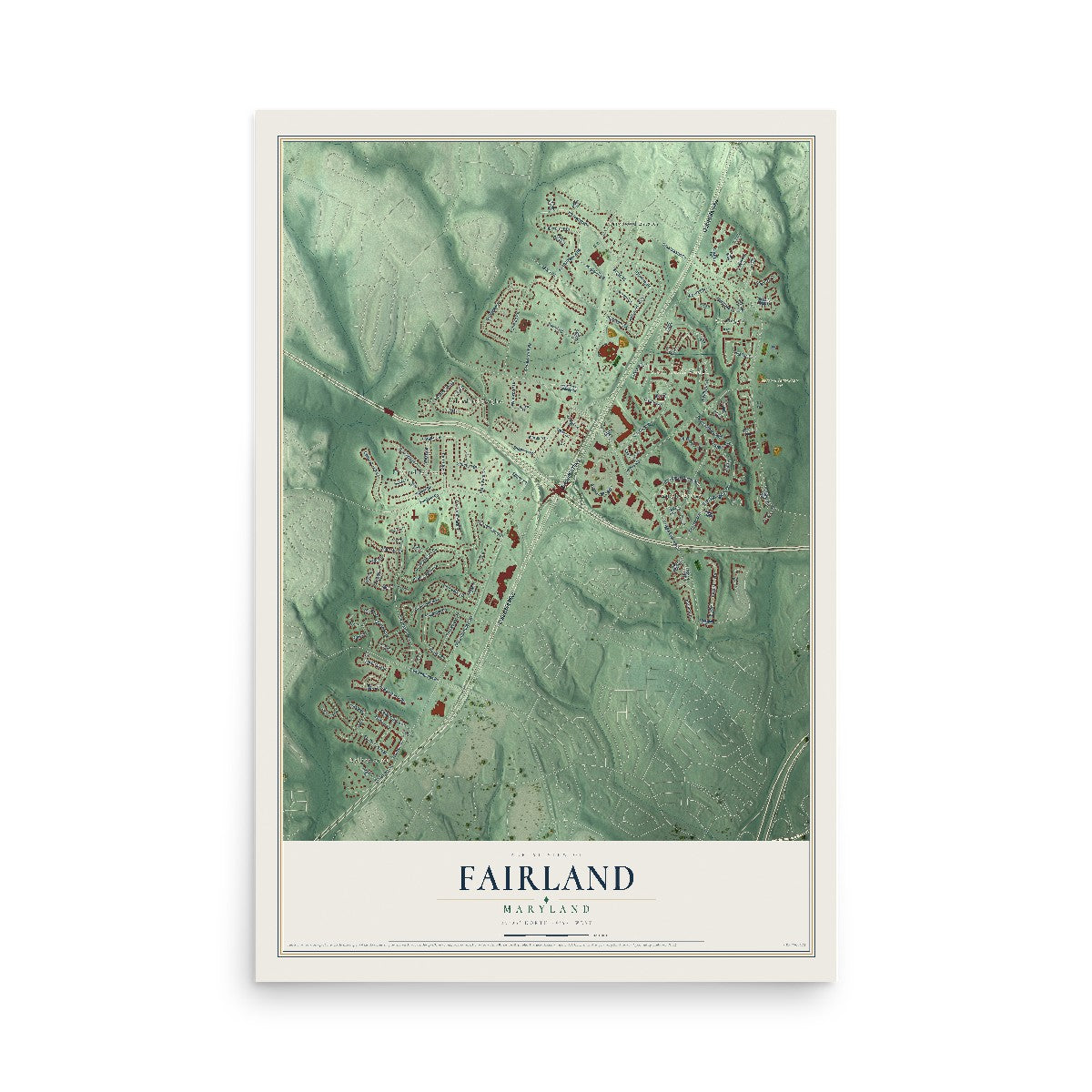 Map of Fairland, Maryland, 12 x 18 inch unframed archival matte print
