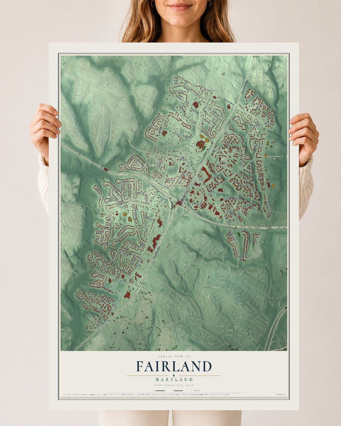 Map of Fairland, Maryland, 24 x 36 inch unframed archival matte print