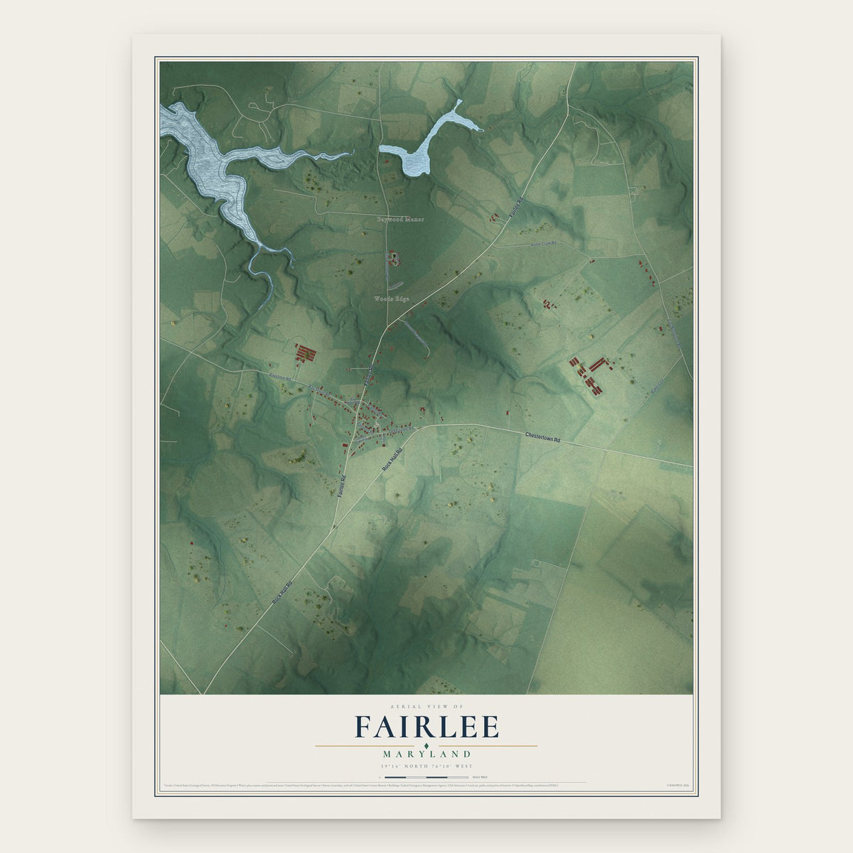 Fairlee, Maryland map print, the full design
