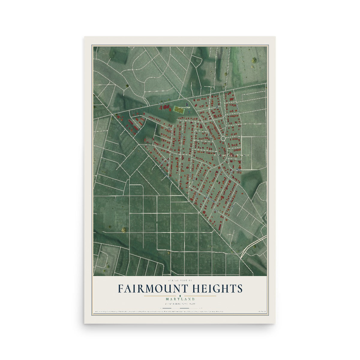 Map of Fairmount Heights, Maryland, 12 x 18 inch unframed archival matte print