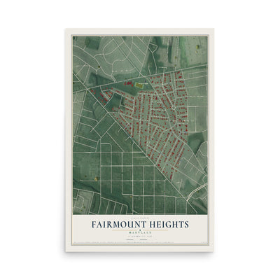 Map of Fairmount Heights, Maryland, 12 x 18 inch unframed archival matte print