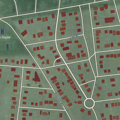Close-up of the map of Fairmount Heights, Maryland print showing street and building detail