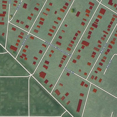 Second close-up of the map of Fairmount Heights, Maryland print showing more streets and buildings