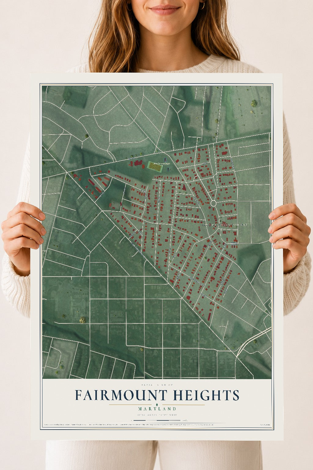 Map of Fairmount Heights, Maryland, 18 x 24 inch unframed archival matte print