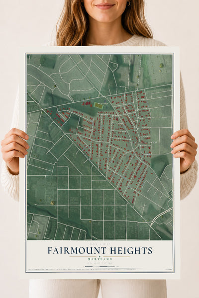 Map of Fairmount Heights, Maryland, 18 x 24 inch unframed archival matte print