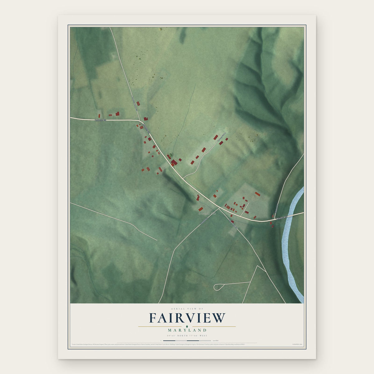 Fairview, Maryland map print, the full design