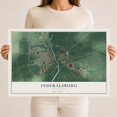 Map of Federalsburg, Maryland, 12 x 18 inch unframed archival matte print