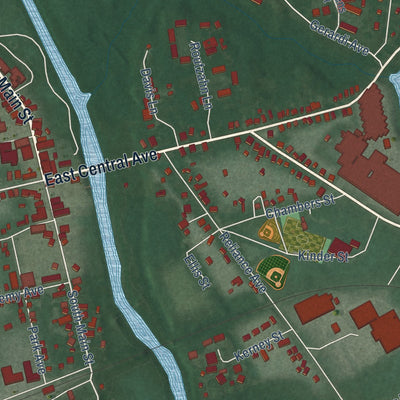 Second close-up of the map of Federalsburg, Maryland print showing more streets and buildings