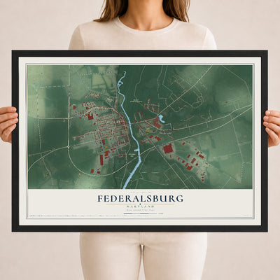 Map of Federalsburg, Maryland, 18 x 24 inch print in a black wood frame