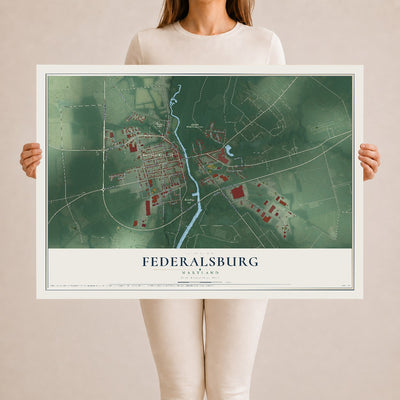 Map of Federalsburg, Maryland, 24 x 36 inch unframed archival matte print