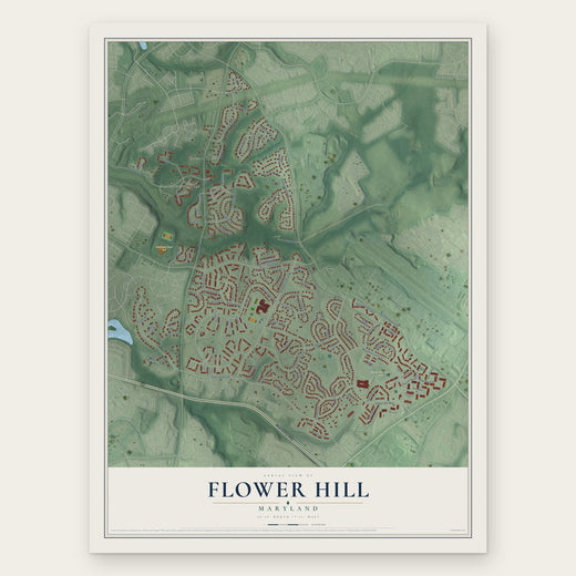 Flower Hill, Maryland map print, the full design