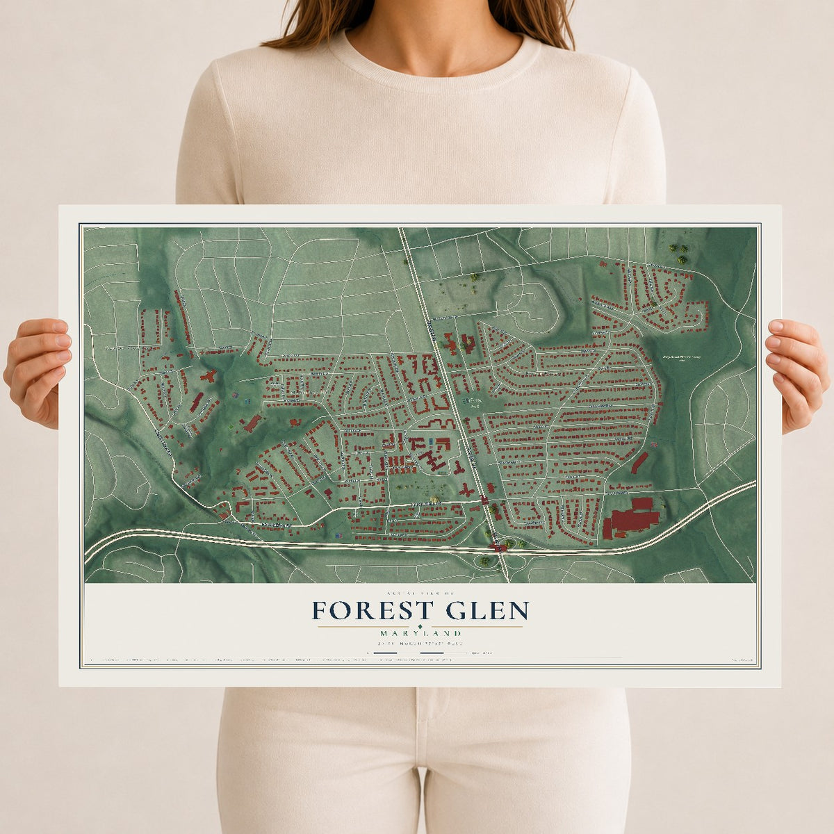 Map of Forest Glen, Maryland, 12 x 18 inch unframed archival matte print