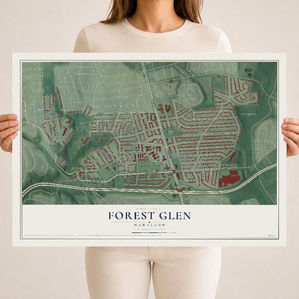 Map of Forest Glen, Maryland, 18 x 24 inch unframed archival matte print