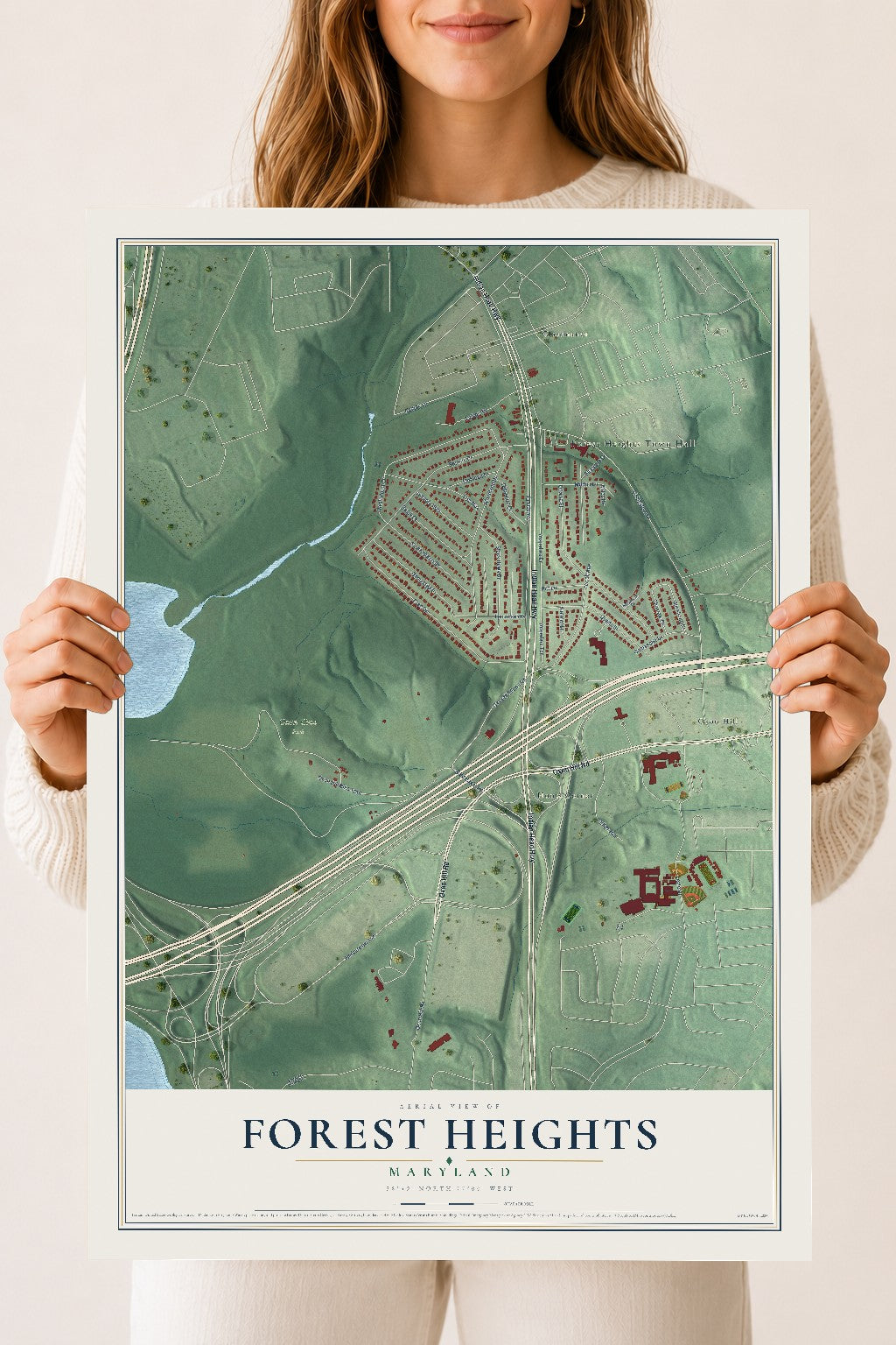 Map of Forest Heights, Maryland, 18 x 24 inch unframed archival matte print