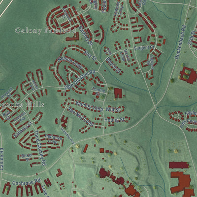Close-up of the map of Fort Meade, Maryland print showing street and building detail