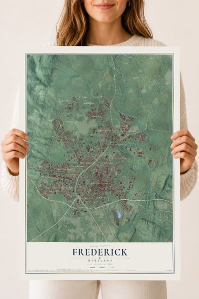 Map of Frederick, Maryland, 18 x 24 inch unframed archival matte print