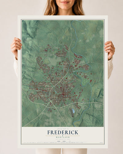 Map of Frederick, Maryland, 24 x 36 inch unframed archival matte print