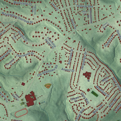 Close-up of the map of Friendly, Maryland print showing street and building detail