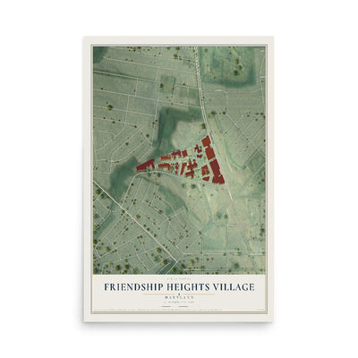 Map of Friendship Heights Village, Maryland, 12 x 18 inch unframed archival matte print