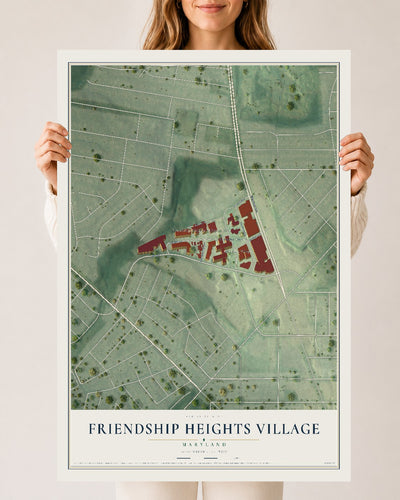 Map of Friendship Heights Village, Maryland, 24 x 36 inch unframed archival matte print