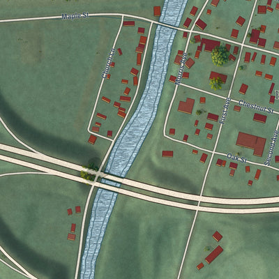 Close-up of the map of Friendsville, Maryland print showing street and building detail