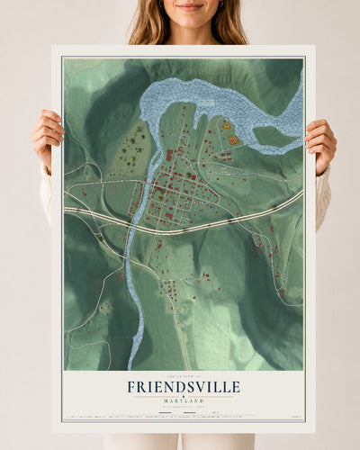 Map of Friendsville, Maryland, 24 x 36 inch unframed archival matte print