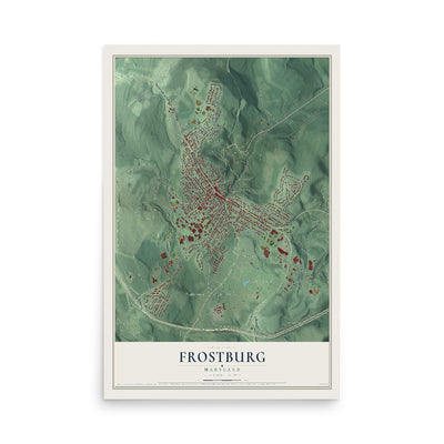 Map of Frostburg, Maryland, 12 x 18 inch unframed archival matte print