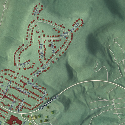 Second close-up of the map of Frostburg, Maryland print showing more streets and buildings