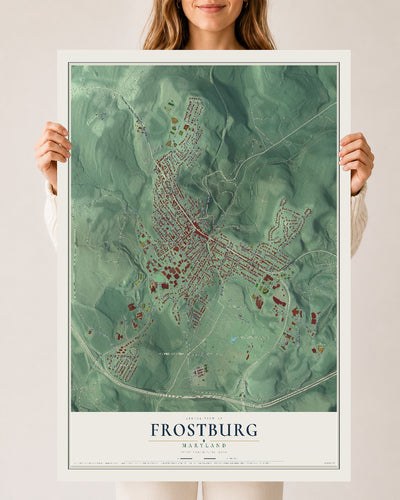 Map of Frostburg, Maryland, 24 x 36 inch unframed archival matte print