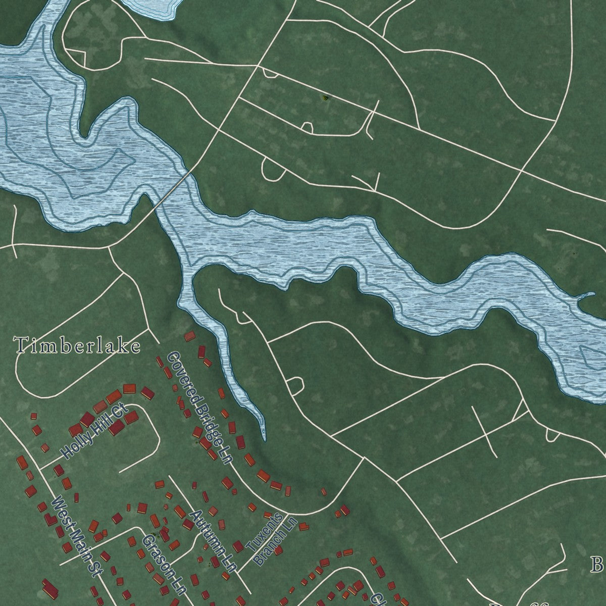 Second close-up of the map of Fruitland, Maryland print showing more streets and buildings