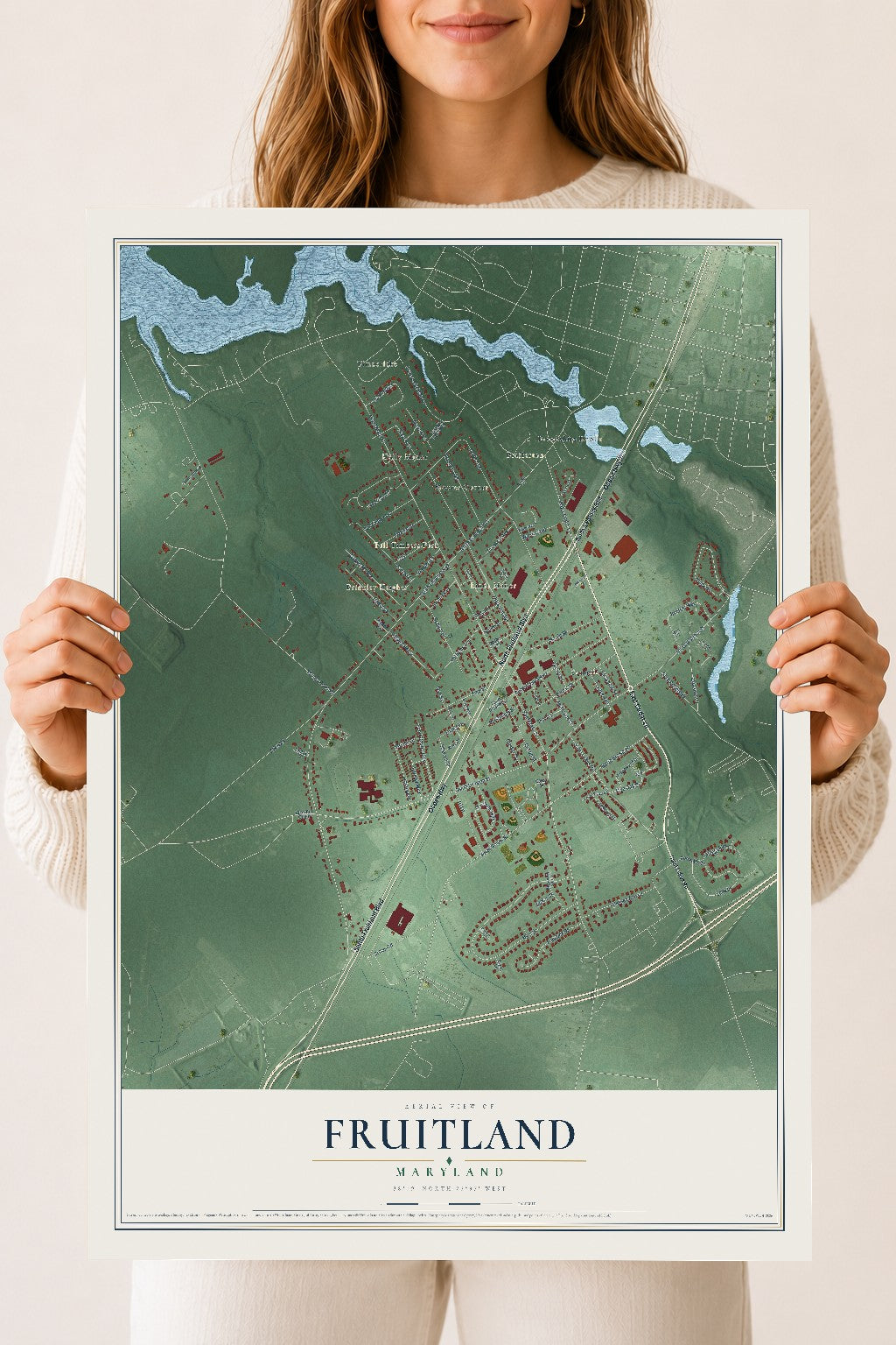 Map of Fruitland, Maryland, 18 x 24 inch unframed archival matte print