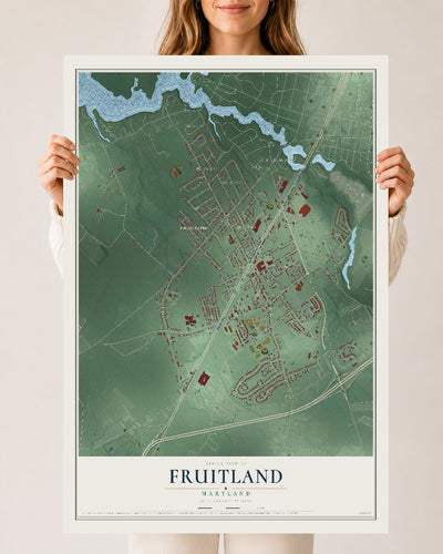 Map of Fruitland, Maryland, 24 x 36 inch unframed archival matte print