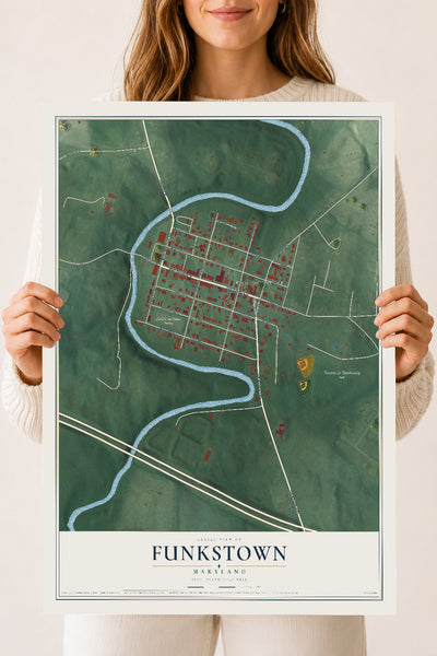Map of Funkstown, Maryland, 18 x 24 inch unframed archival matte print