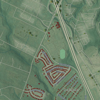 Close-up of the map of Gambrills, Maryland print showing street and building detail