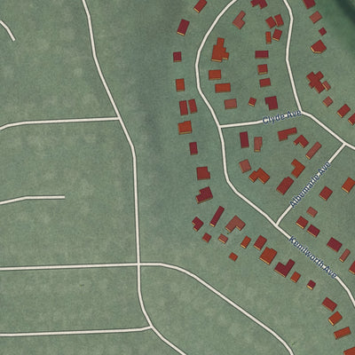 Second close-up of the map of Garrett Park, Maryland print showing more streets and buildings