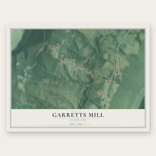 Garretts Mill, Maryland map print, the full design