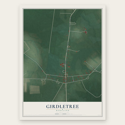 Girdletree, Maryland map print, the full design