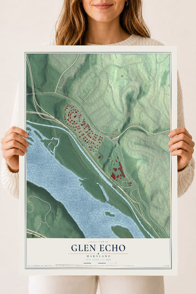 Map of Glen Echo, Maryland, 18 x 24 inch unframed archival matte print