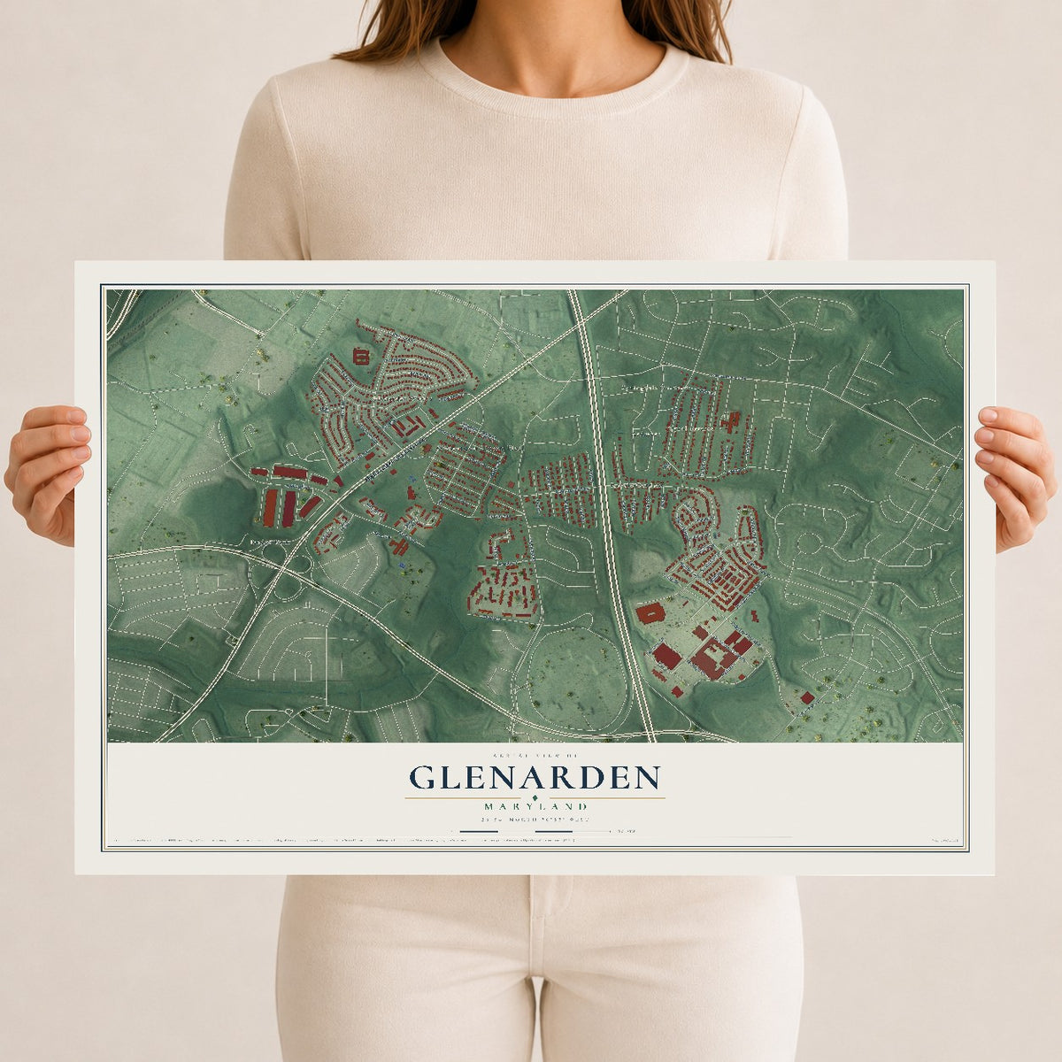 Map of Glenarden, Maryland, 12 x 18 inch unframed archival matte print