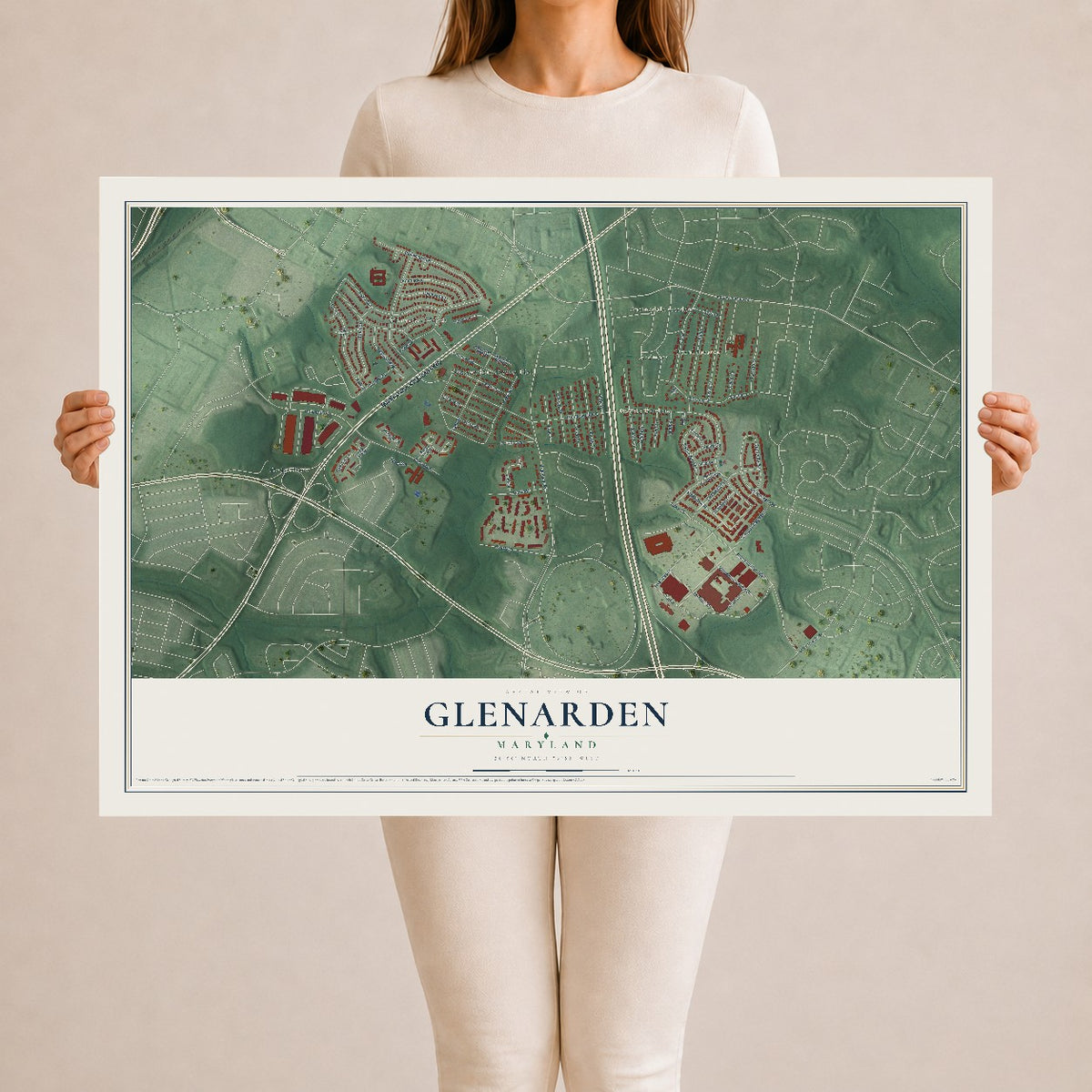 Map of Glenarden, Maryland, 24 x 36 inch unframed archival matte print