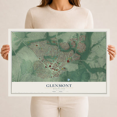 Map of Glenmont, Maryland, 12 x 18 inch unframed archival matte print