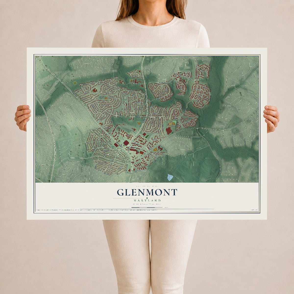 Map of Glenmont, Maryland, 24 x 36 inch unframed archival matte print