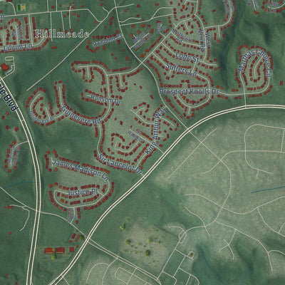 Close-up of the map of Glenn Dale, Maryland print showing street and building detail