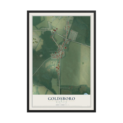 Map of Goldsboro, Maryland, 12 x 18 inch print in a black wood frame