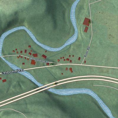 Second close-up of the map of Grantsville, Maryland print showing more streets and buildings