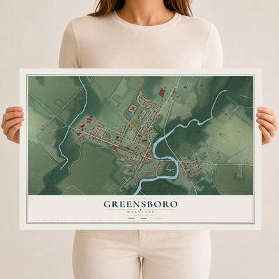Map of Greensboro, Maryland, 12 x 18 inch unframed archival matte print